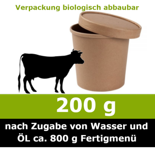 Unser 200 g Trocken Barf Wunschnapf vom Rind ist ein Alleinfuttermittel ohne billige Füllstoffe und ohne Farb- und Konservierungsstoffe
